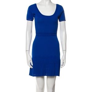 Sandro Blue  Scoop Neck mini Dress
